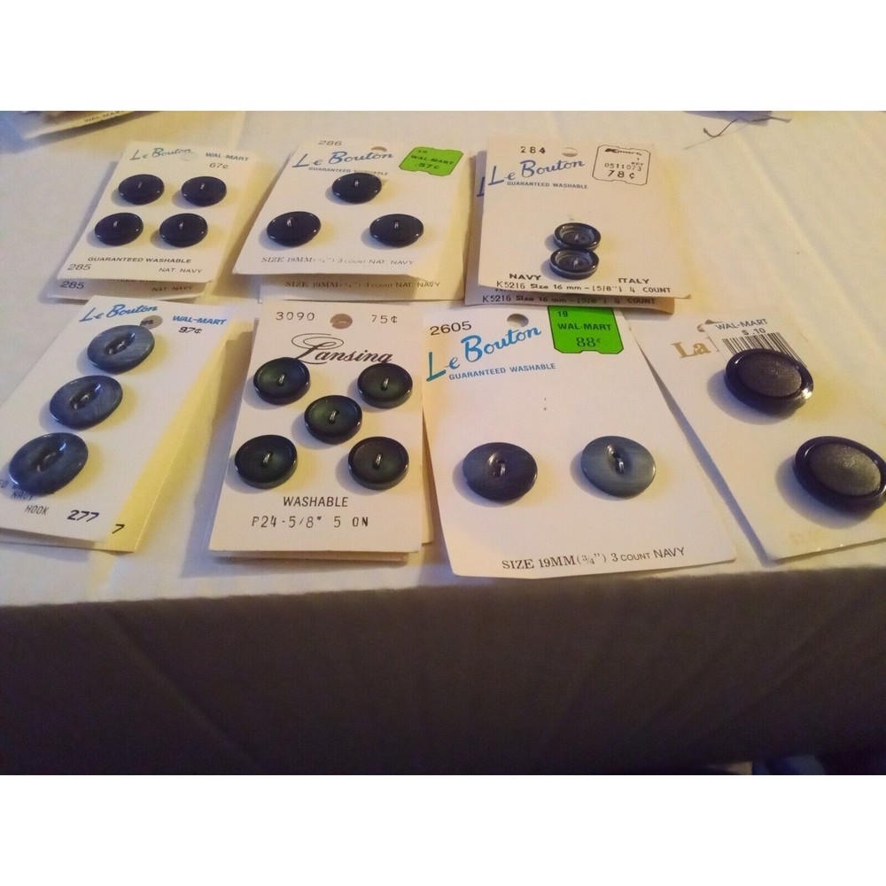 Navy Button Mixed Lot Assorted Sizes Italian made 7 cards